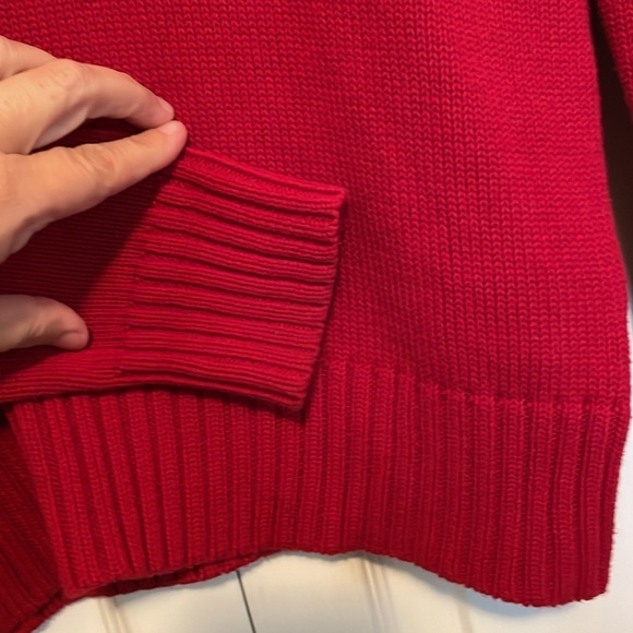 Women’s Lauren Ralph Lauren Sz S Fair Isle V neck sweater big collar red button - Picture 7 of 9